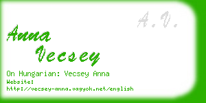 anna vecsey business card